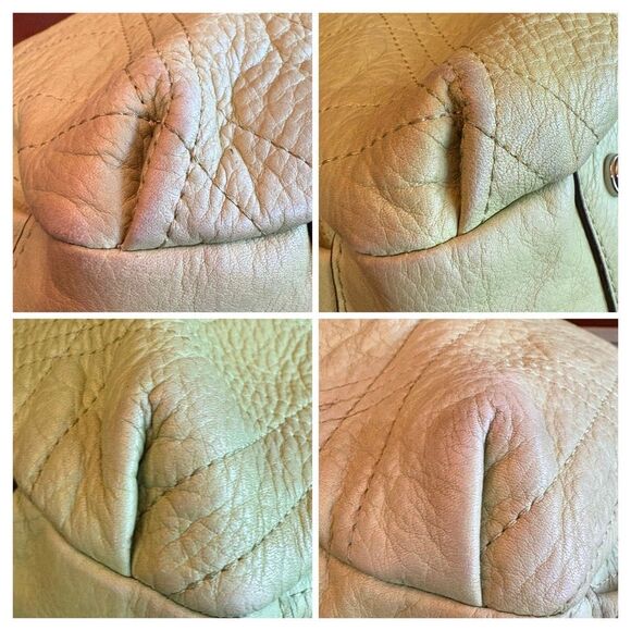 B. MAKOWSKY - Quilted Pebbled Leather Hobo Shoulder Bag in Celery - Like New! - Picture 13 of 16